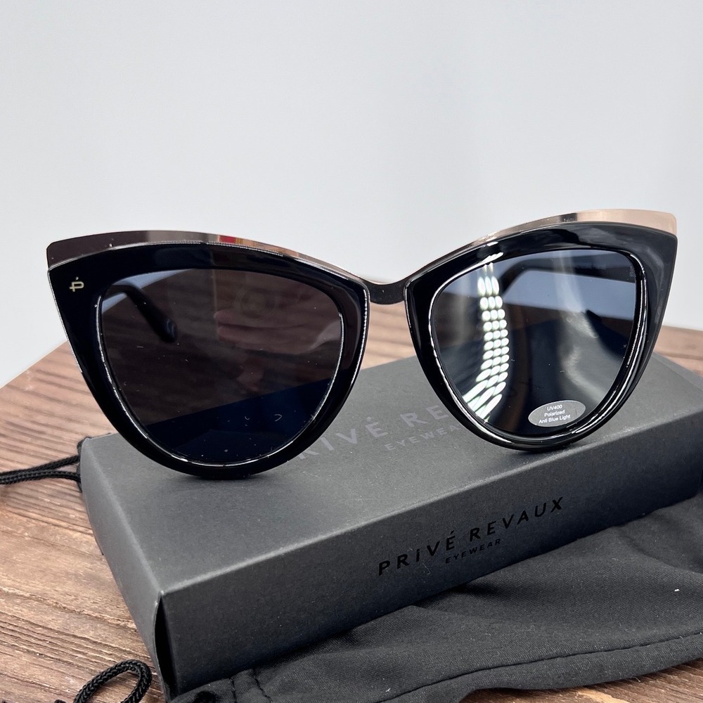 Prive Revaux The Juliet Black Cat Eye Sunglasses Polarized UV400 NWT